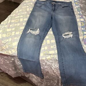 Fashion Nova Distressed Blue Flare Jeans